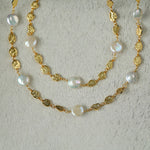 Gold Coin Baroque Pearl Necklace-Gembea Jewelry