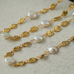 Gold Coin Baroque Pearl Necklace-Gembea Jewelry