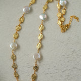 Gold Coin Baroque Pearl Necklace-Gembea Jewelry