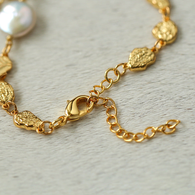 Gold Coin Baroque Pearl Necklace-Gembea Jewelry