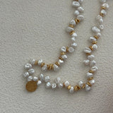 Gold Coin Pendant Baroque Pearl Necklace - Gembea Jewelry