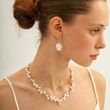 Gold Coin Pendant Baroque Pearl Necklace - Gembea Jewelry