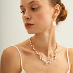 Gold Coin Pendant Baroque Pearl Necklace - Gembea Jewelry