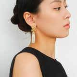 Gold Lace Pearl Tassel Earrings gembea jewelry