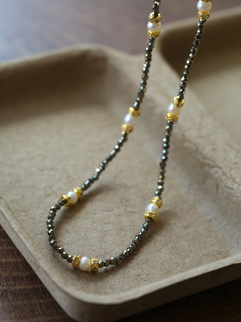 Gold Ore Pearl Beaded Necklace gembea jewelry