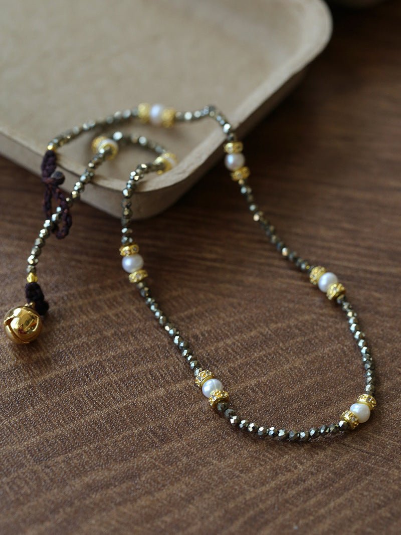 Gold Ore Pearl Beaded Necklace gembea jewelry