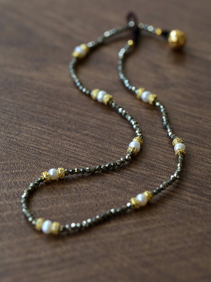 Gold Ore Pearl Beaded Necklace gembea jewelry