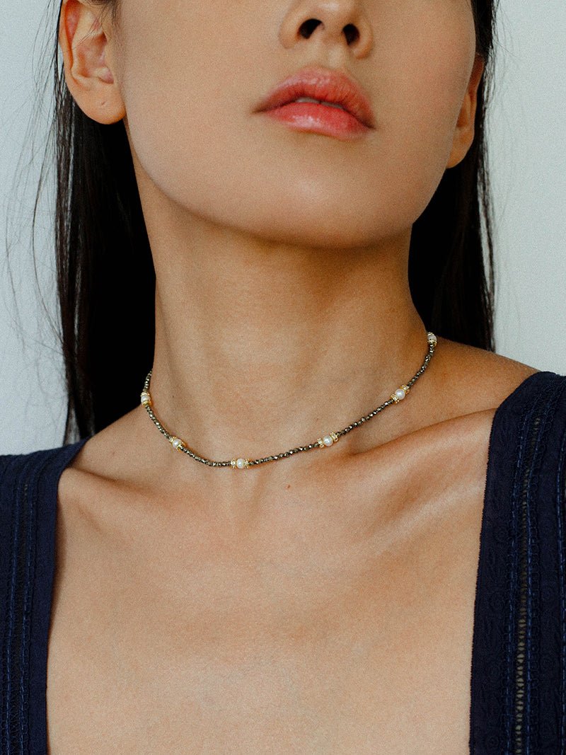 Gold Ore Pearl Beaded Necklace gembea jewelry