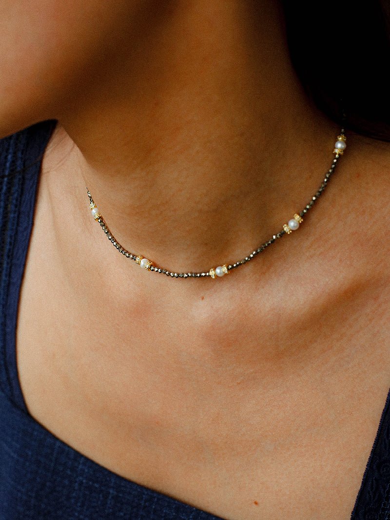 Gold Ore Pearl Beaded Necklace gembea jewelry