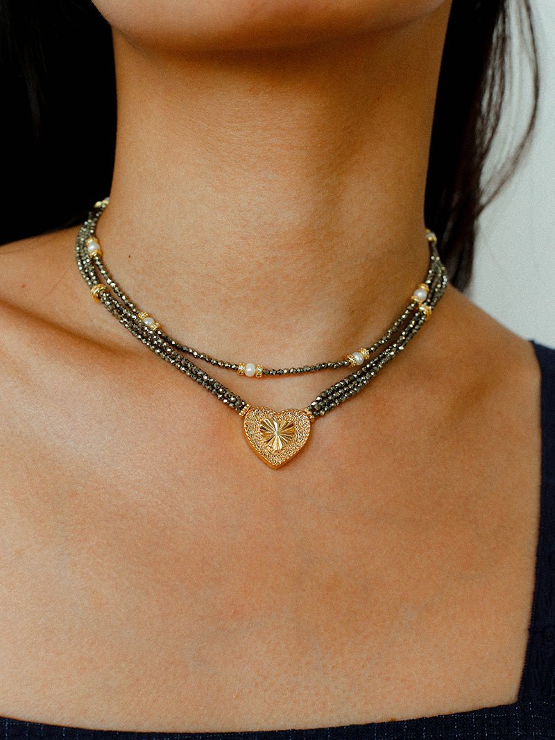 Gold Ore Pearl Beaded Necklace gembea jewelry
