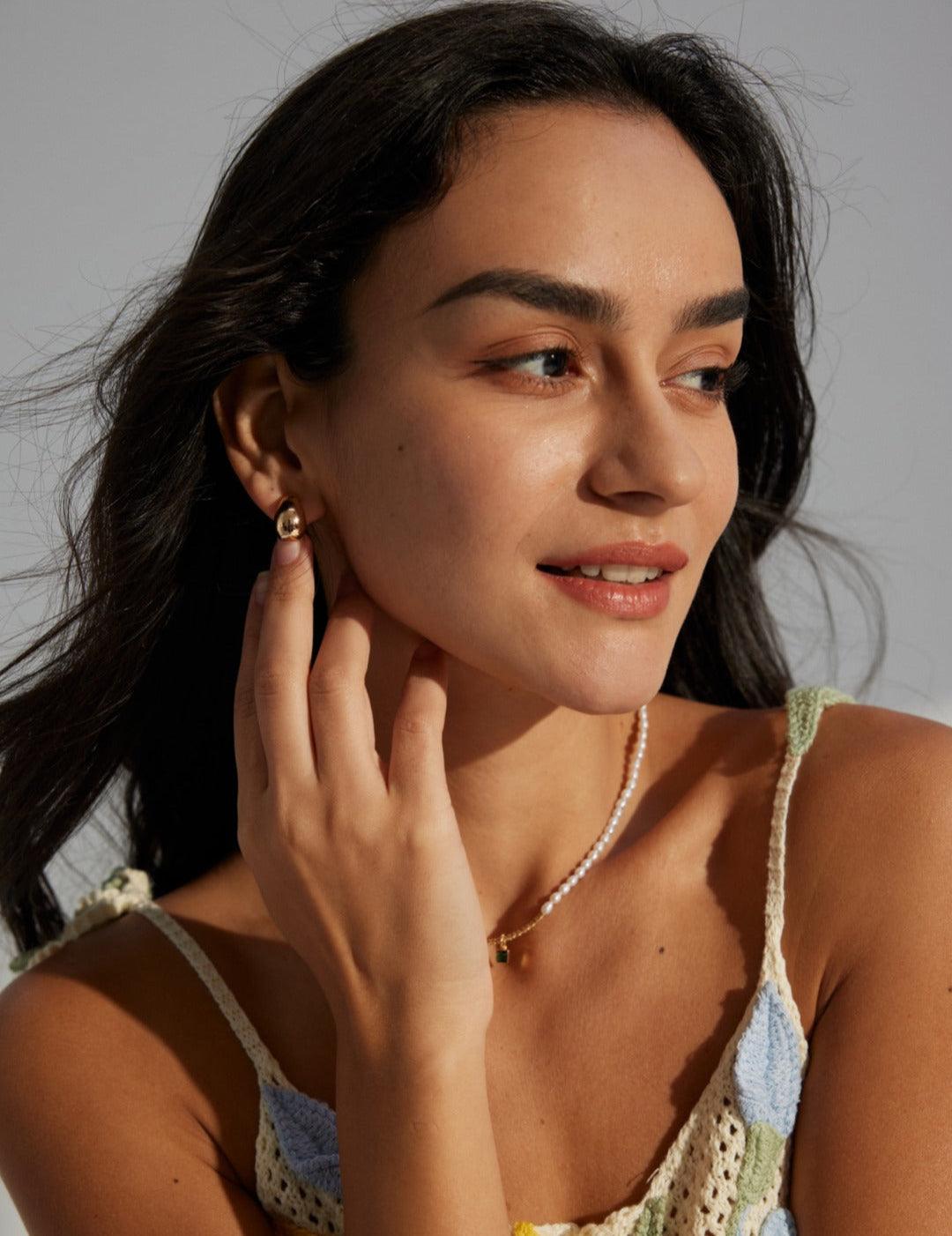 Sterling Silver Drop Stud Earrings Gembea - Gembea Jewelry
