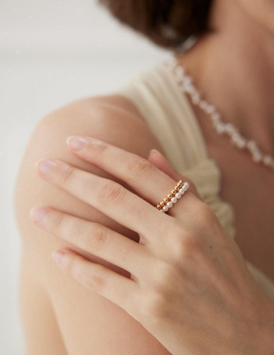 Half Shell Pearl Half Sterling Silver Ring - Gembea Jewelry