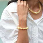 Golden Acorn Yellow Jade Beaded Bracelet gembea jewelry