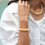 Golden Acorn Yellow Jade Beaded Bracelet gembea jewelry