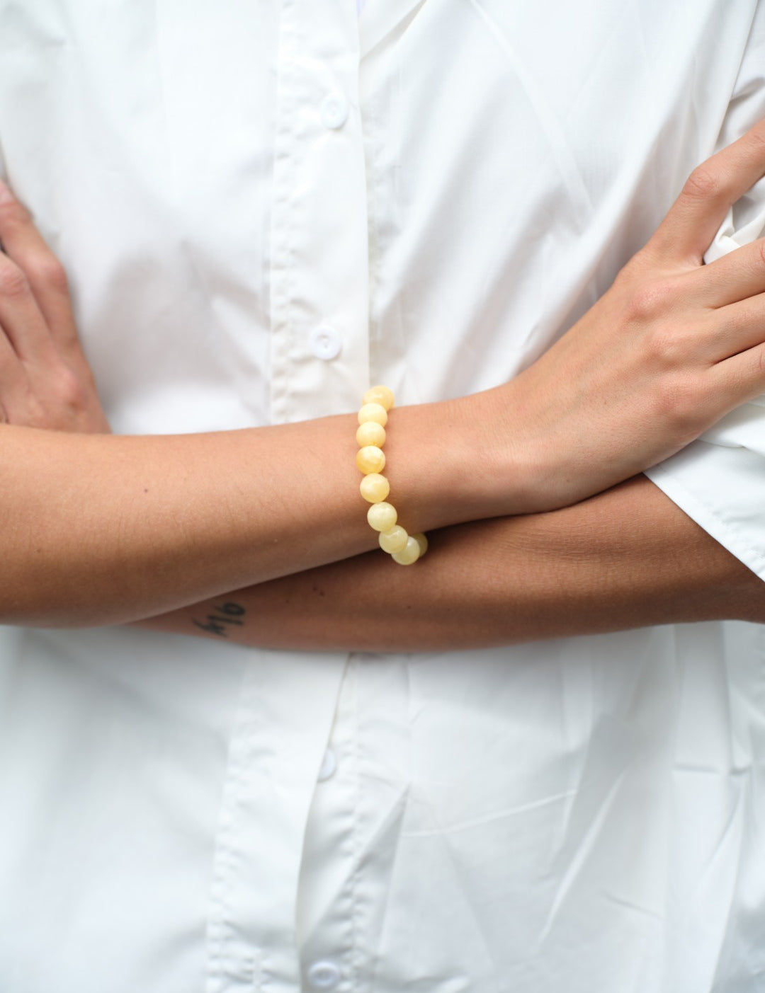 Golden Acorn Yellow Jade Beaded Bracelet gembea jewelry