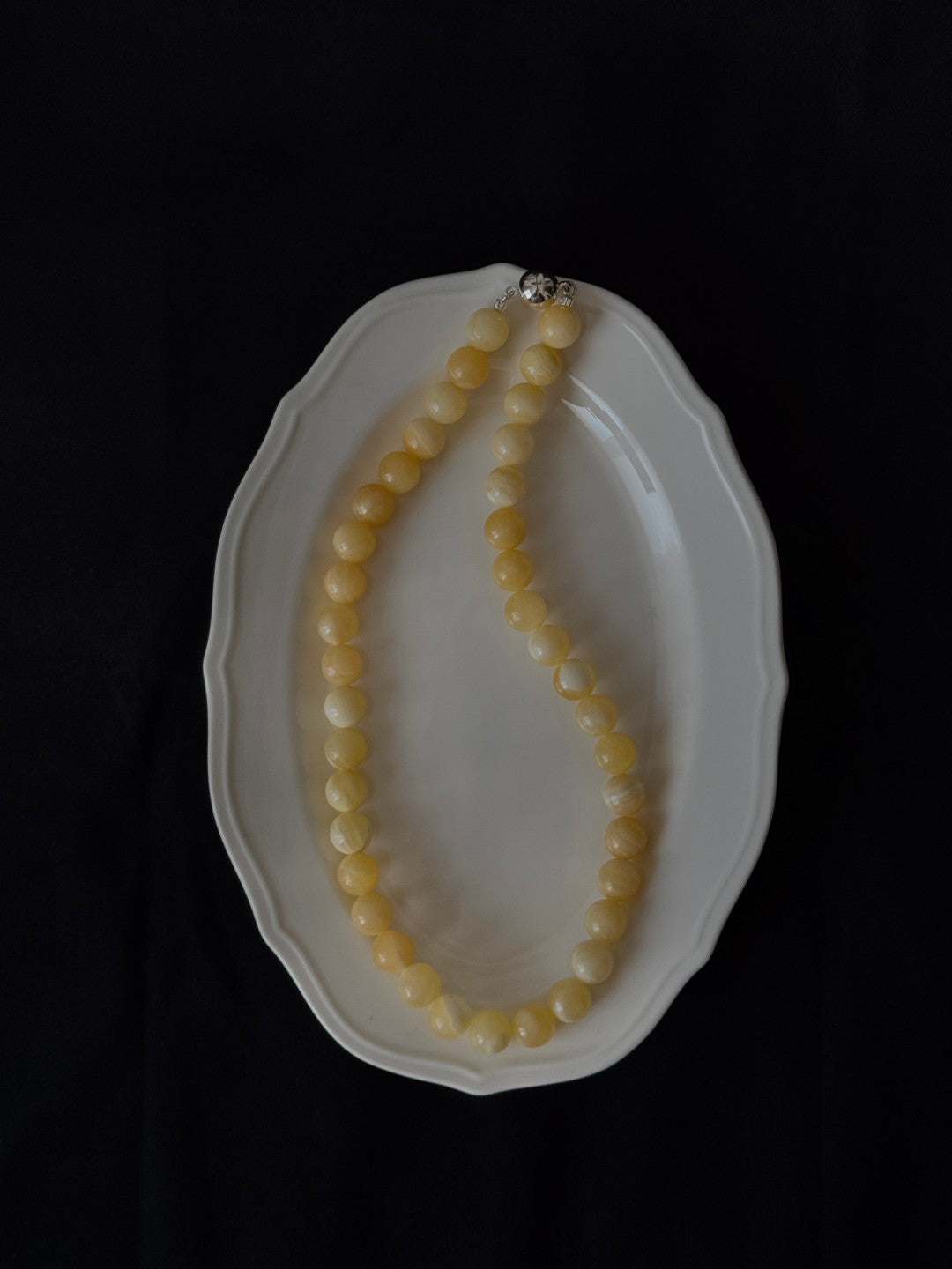Golden Acorn Yellow Jade Beaded Necklace gembea jewelry