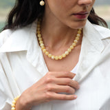 Golden Acorn Yellow Jade Beaded Necklace gembea jewelry