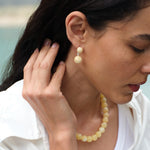 Golden Acorn Yellow Jade Drop Earrings gembea jewelry