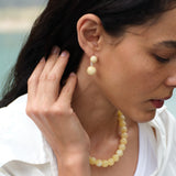 Golden Acorn Yellow Jade Drop Earrings gembea jewelry
