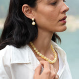 Golden Acorn Yellow Jade Drop Earrings gembea jewelry