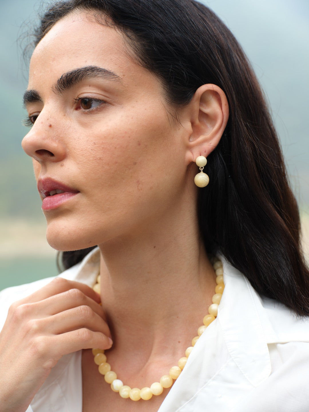 Golden Acorn Yellow Jade Drop Earrings gembea jewelry