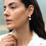 Golden Acorn Yellow Jade Drop Earrings gembea jewelry