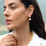 Golden Acorn Yellow Jade Drop Earrings gembea jewelry