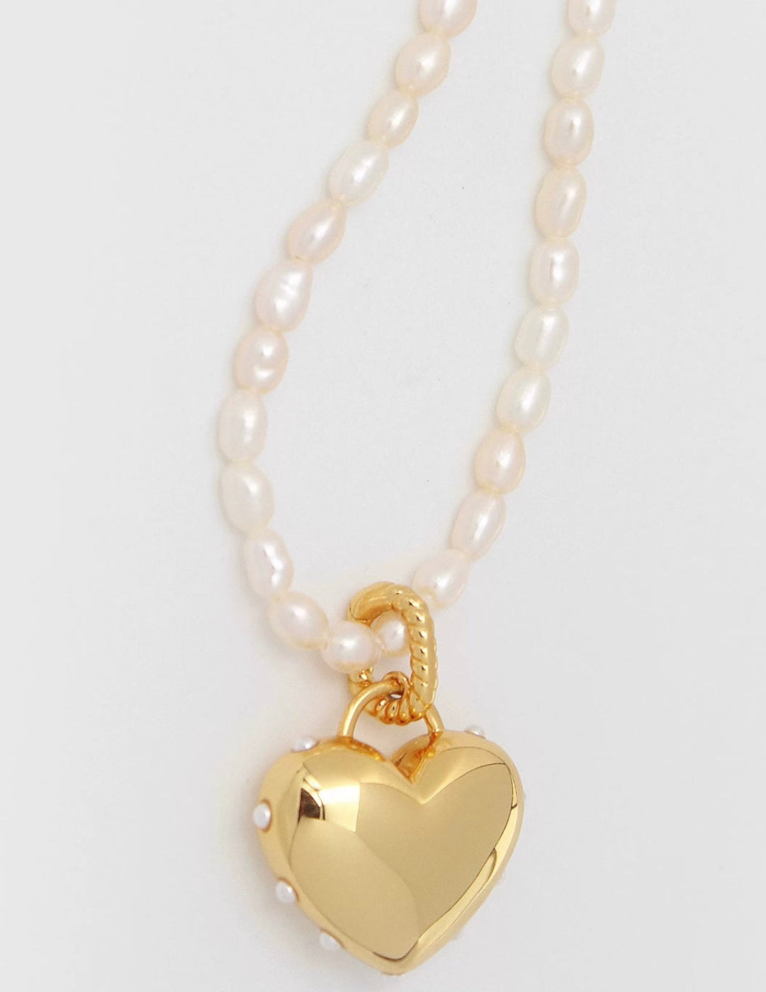 Golden Heart Pendant Pearl Beaded Necklace GEMBEA JEWELRY