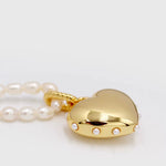 Golden Heart Pendant Pearl Beaded Necklace GEMBEA JEWELRY