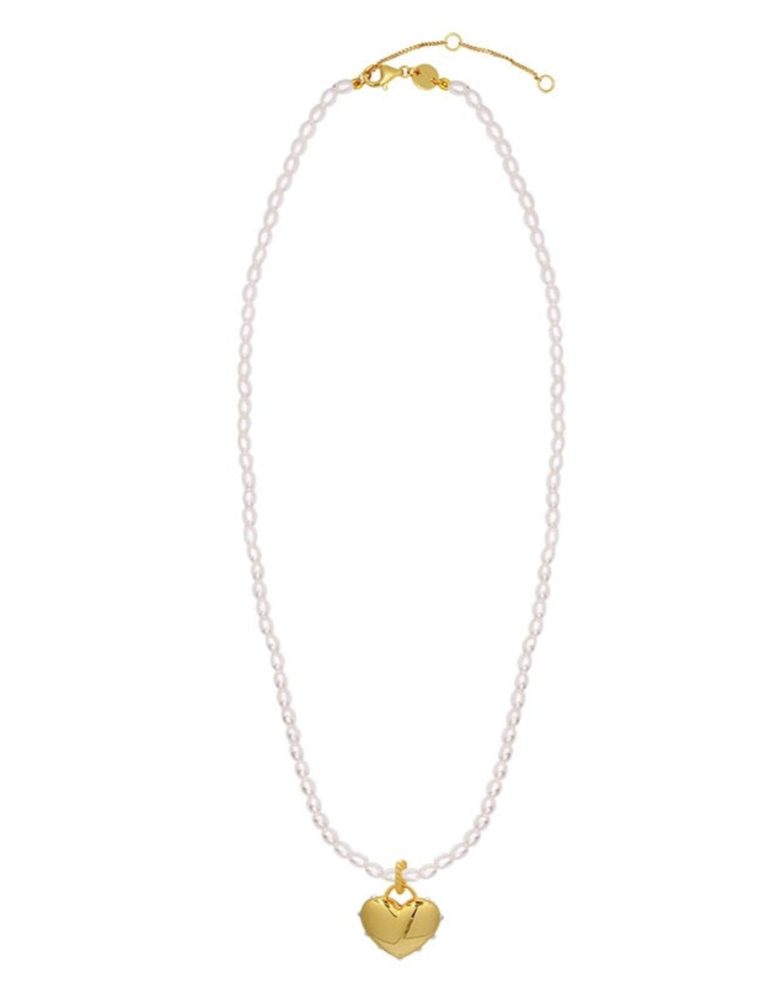 Golden Heart Pendant Pearl Beaded Necklace GEMBEA JEWELRY