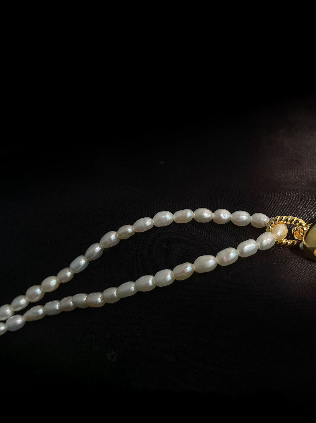 Golden Heart Pendant Pearl Beaded Necklace GEMBEA JEWELRY
