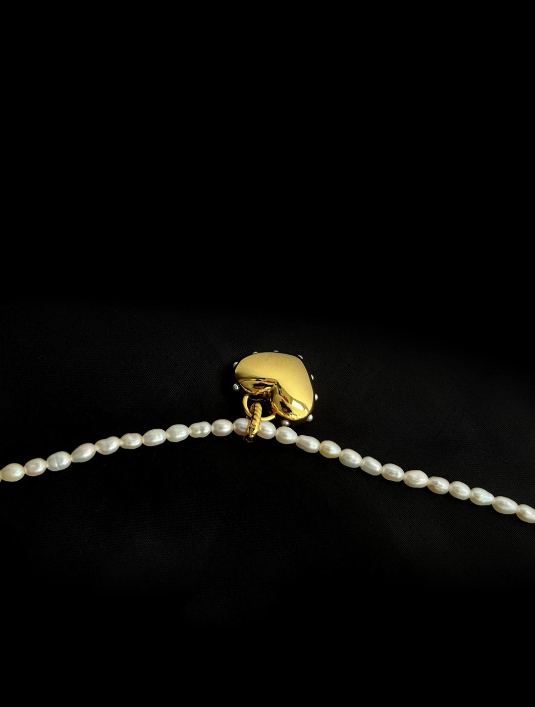 Golden Heart Pendant Pearl Beaded Necklace GEMBEA JEWELRY