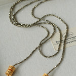 Golden Rotating Wheel Gold Ore Ruby Long Necklace gembea jewelry