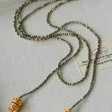 Golden Rotating Wheel Gold Ore Ruby Long Necklace gembea jewelry