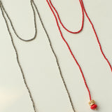Golden Rotating Wheel Gold Ore Ruby Long Necklace gembea jewelry