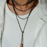 Golden Rotating Wheel Gold Ore Ruby Long Necklace gembea jewelry