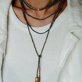 Golden Rotating Wheel Gold Ore Ruby Long Necklace gembea jewelry
