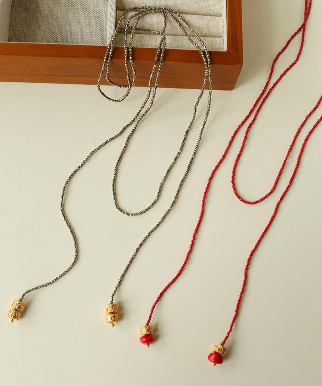 Golden Rotating Wheel Gold Ore Ruby Long Necklace gembea jewelry