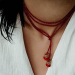 Golden Rotating Wheel Gold Ore Ruby Long Necklace gembea jewelry
