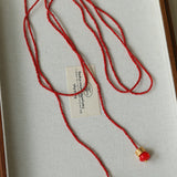 Golden Rotating Wheel Gold Ore Ruby Long Necklace gembea jewelry