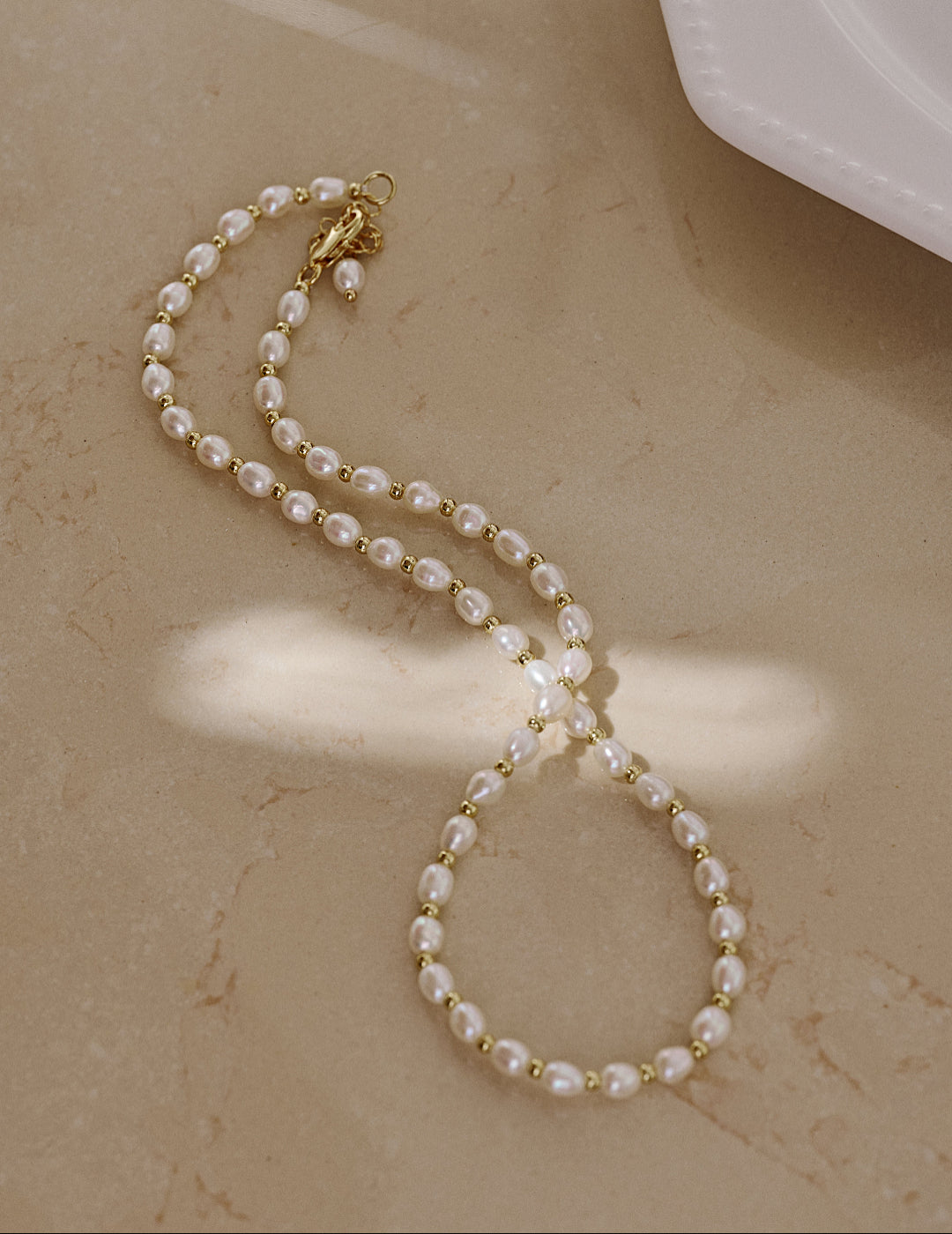 Golden Bean Pearl Beaded Necklace gembea jewelry