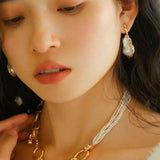 Golden Bough Natural Baroque Pearl Earrings - Gembea Jewelry