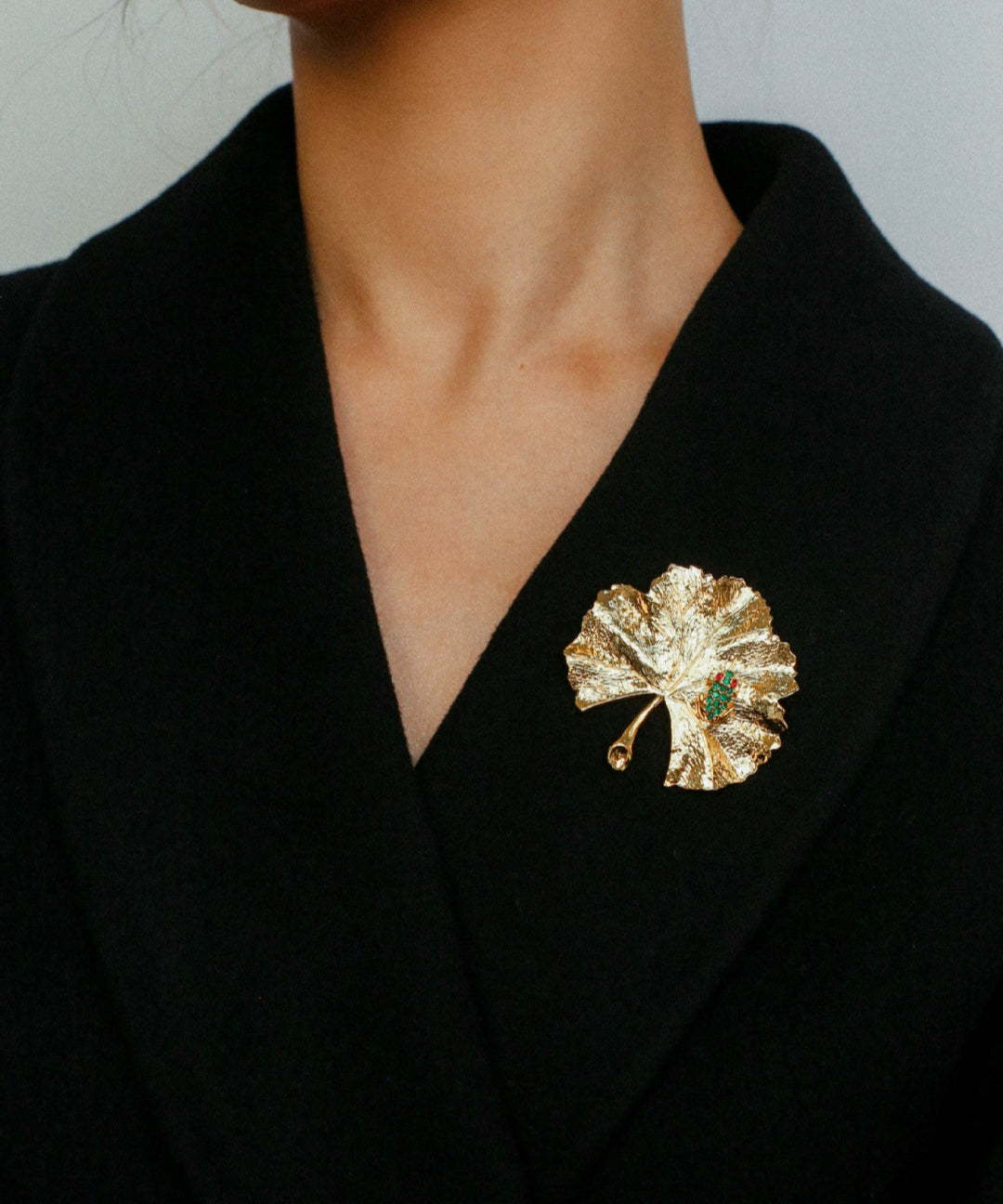 Golden Ginkgo Biloba Leaf Brooch gembea jewelry