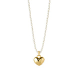 Golden Heart Pendant Pearl Beaded Necklace gembea jewelry
