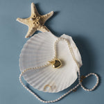 Golden Heart Pendant Pearl Beaded Necklace gembea jewelry