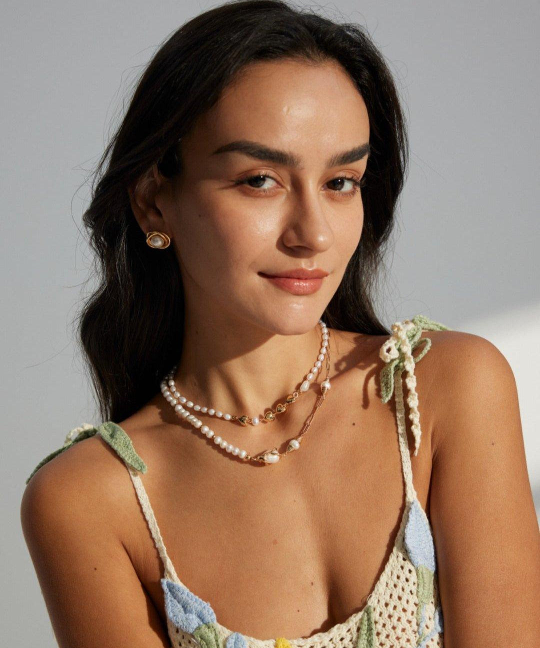 Golden Heart Rice Bead Pearl Necklace - Gembea Jewelry
