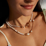 Golden Heart Rice Bead Pearl Necklace - Gembea Jewelry