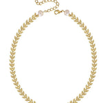 Golden Leaf Pearl Choker Necklace gembea jewelry