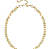 Golden Leaf Pearl Choker Necklace gembea jewelry