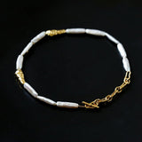 Golden Long Bar Baroque Pearl Necklace gembea jewelry